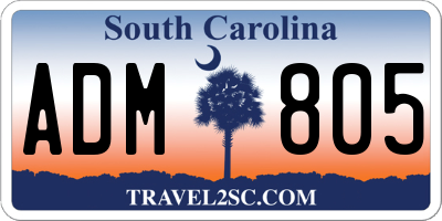 SC license plate ADM805