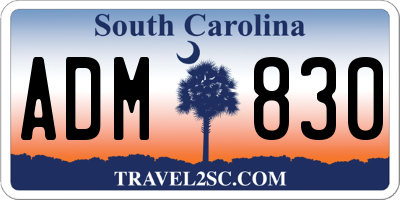 SC license plate ADM830
