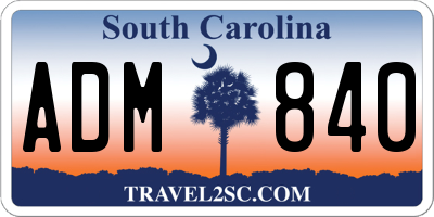 SC license plate ADM840