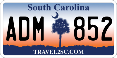 SC license plate ADM852