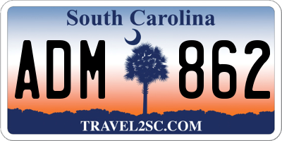 SC license plate ADM862