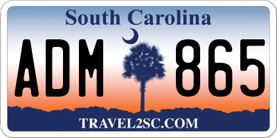 SC license plate ADM865