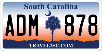 SC license plate ADM878