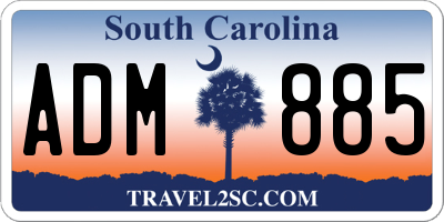 SC license plate ADM885