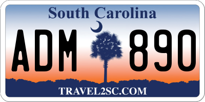 SC license plate ADM890