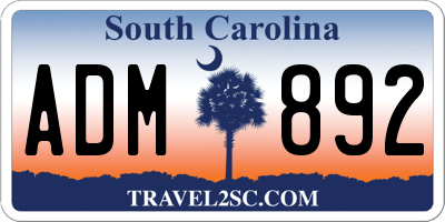 SC license plate ADM892
