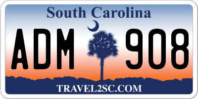 SC license plate ADM908