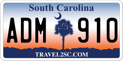 SC license plate ADM910