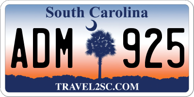 SC license plate ADM925