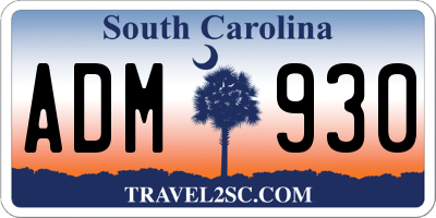SC license plate ADM930