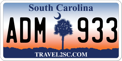 SC license plate ADM933