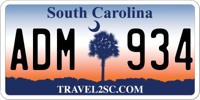 SC license plate ADM934