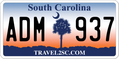SC license plate ADM937