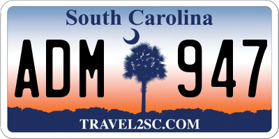 SC license plate ADM947
