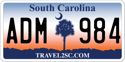 SC license plate ADM984
