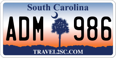 SC license plate ADM986