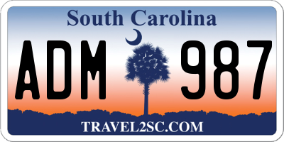 SC license plate ADM987
