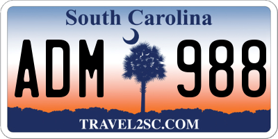 SC license plate ADM988