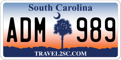SC license plate ADM989