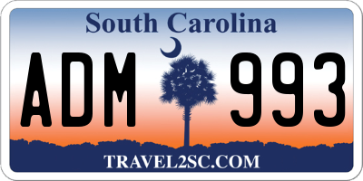 SC license plate ADM993