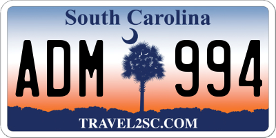 SC license plate ADM994