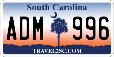 SC license plate ADM996