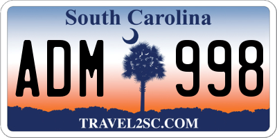 SC license plate ADM998