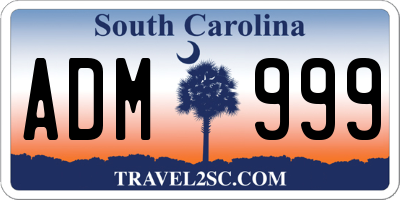 SC license plate ADM999