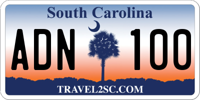 SC license plate ADN100