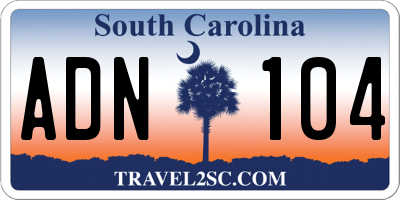 SC license plate ADN104