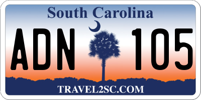 SC license plate ADN105