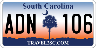 SC license plate ADN106