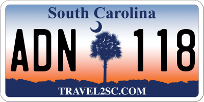 SC license plate ADN118