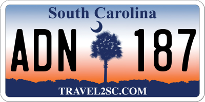 SC license plate ADN187
