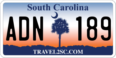 SC license plate ADN189