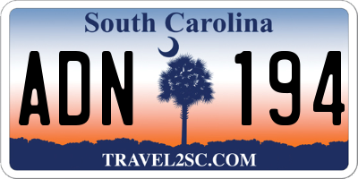 SC license plate ADN194