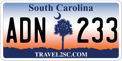 SC license plate ADN233
