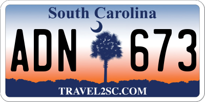 SC license plate ADN673