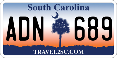SC license plate ADN689
