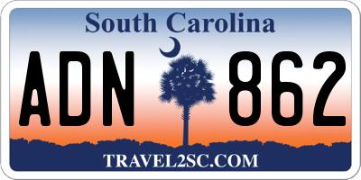 SC license plate ADN862