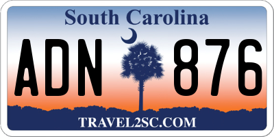SC license plate ADN876