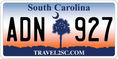 SC license plate ADN927