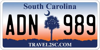 SC license plate ADN989