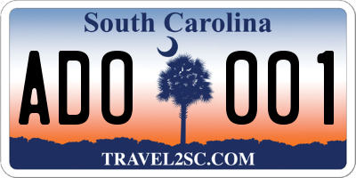 SC license plate ADO001