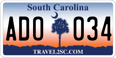 SC license plate ADO034