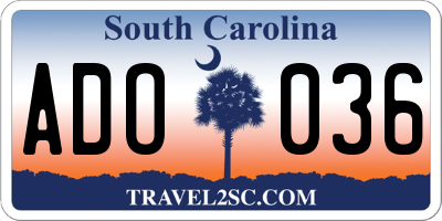 SC license plate ADO036