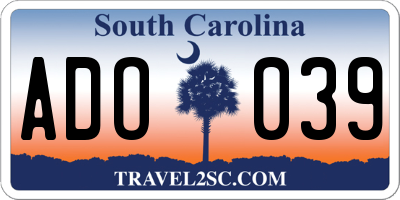 SC license plate ADO039