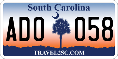 SC license plate ADO058