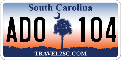 SC license plate ADO104
