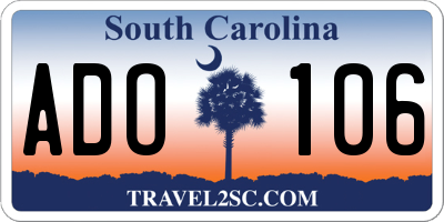 SC license plate ADO106